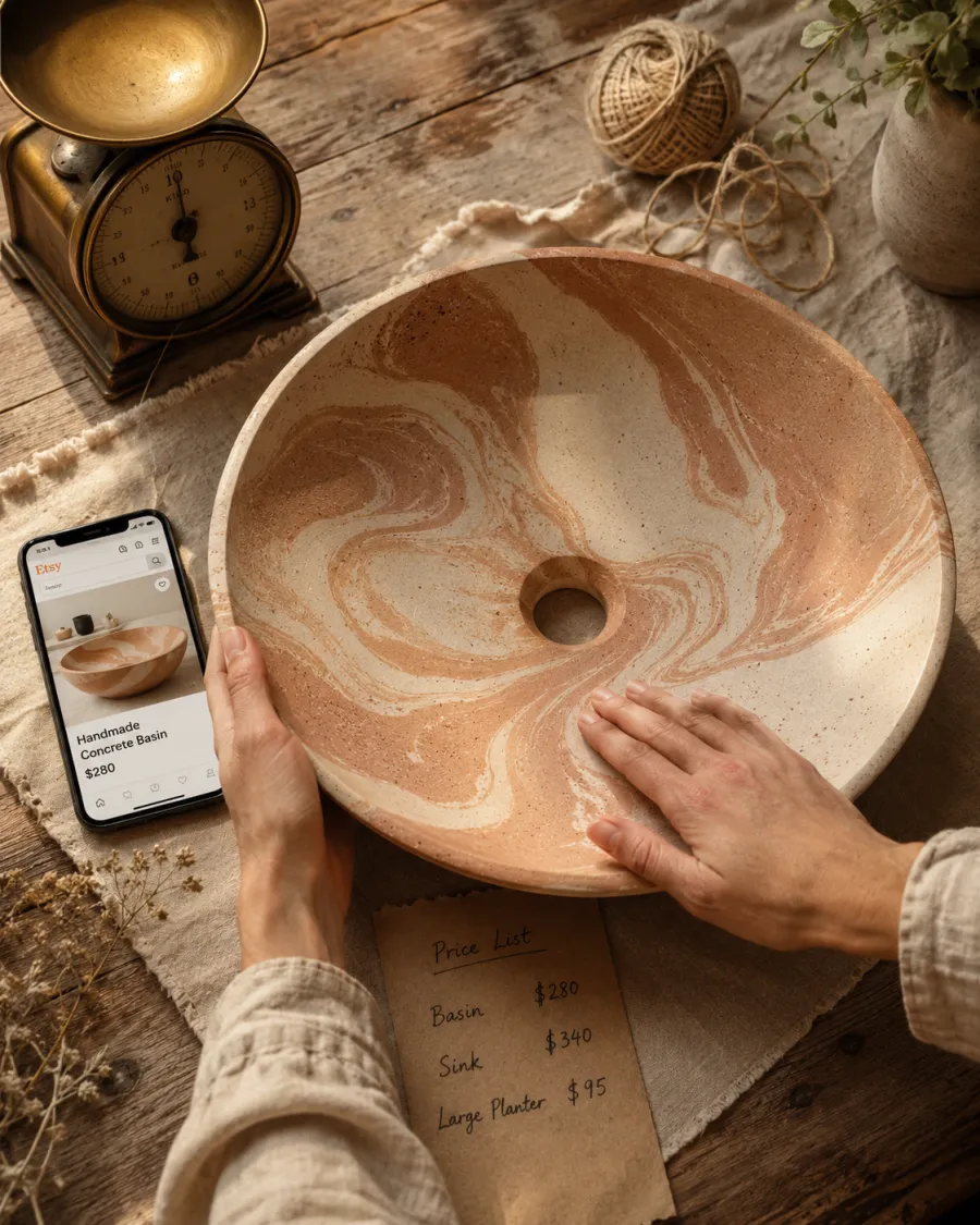 Selling handmade concrete on Etsy